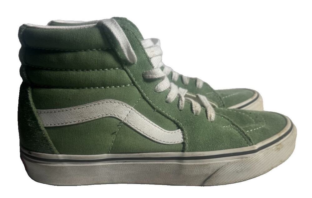 Vans Sk8-Hi Green White Suede Canvas High Top Sneakers Men 5 Women 6.5